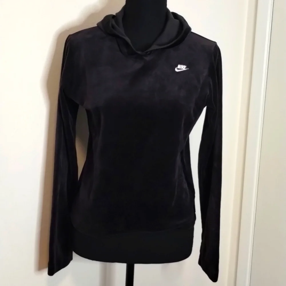 Nike black velour hoodie Sz M